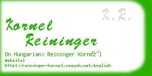 kornel reininger business card